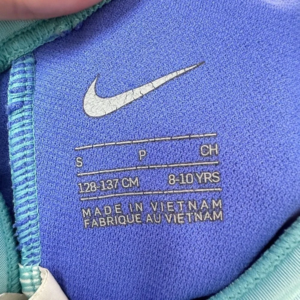 Nike Swimsuit Kids Small Blue Just Do It One Piece Activewear Swimwear Racerback